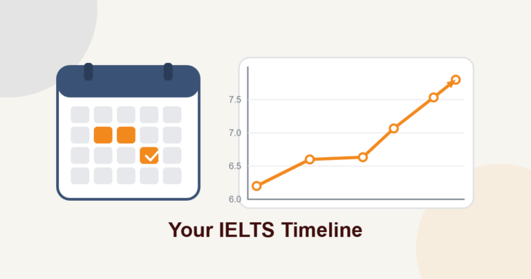 Calendar and progress chart representing an IELTS study timeline.